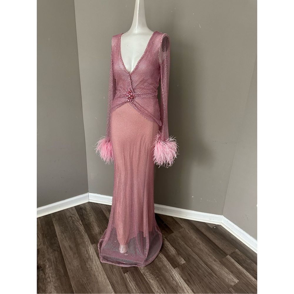 PATBO Feather-trimmed crystal-embellished mesh maxi dress - Picture 14 of 15